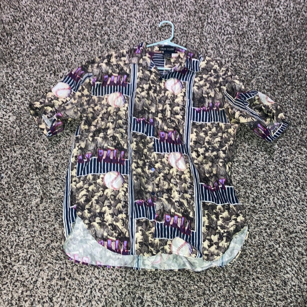 Silk Baseball Button Down Shirt - image 1